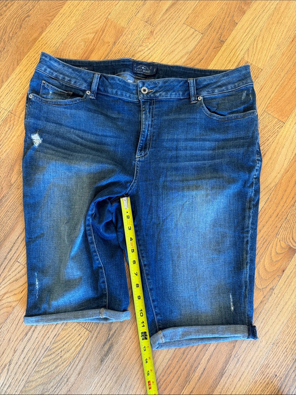 Lucky Brand Rolled Hem Dark Blue Denim Women's Long Shorts Size: 20W - Picture 7 of 10